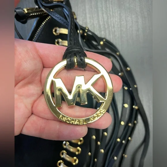 Michael Kors Black Shoulder Bag with Gold Accents - Picture 2 of 6